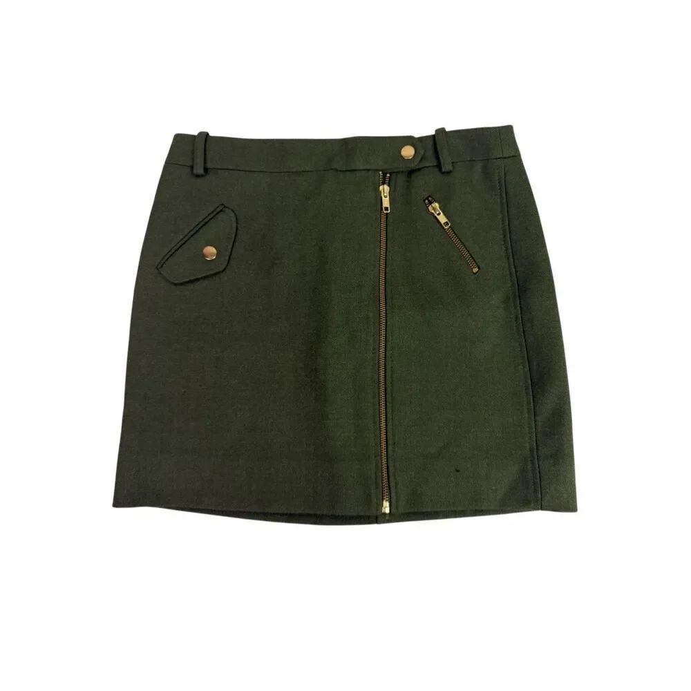 J. Crew Womens Wool Asymmetrical zip pencil skirt size 2